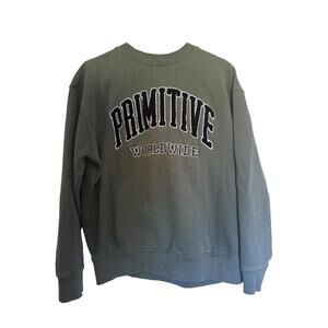 Primitive Worldwide Crewneck Sweatshirt Olive Green Size M
